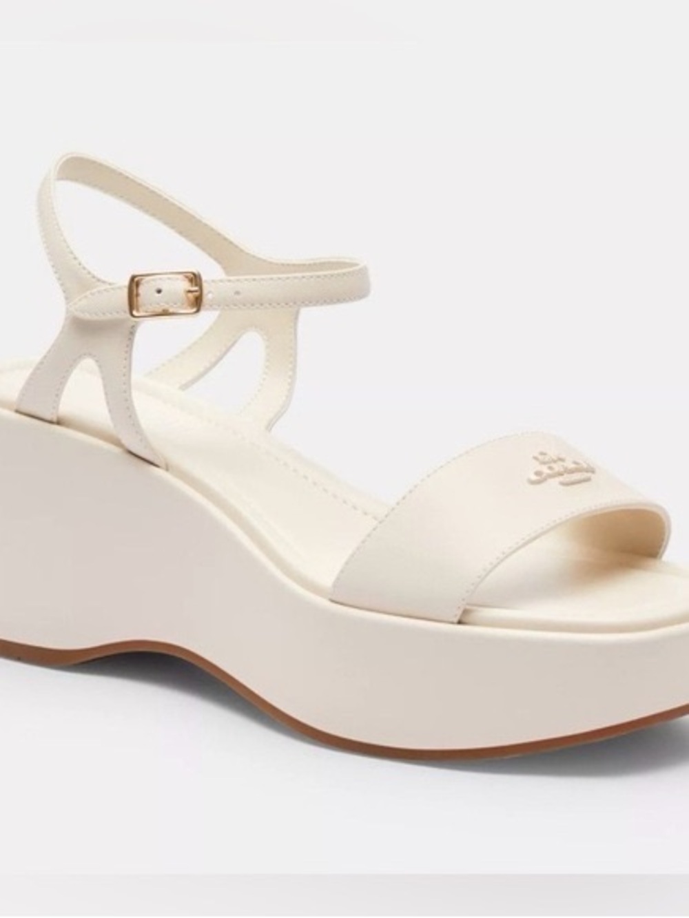 Coach Cream Platform Sandal with Ankle Strap